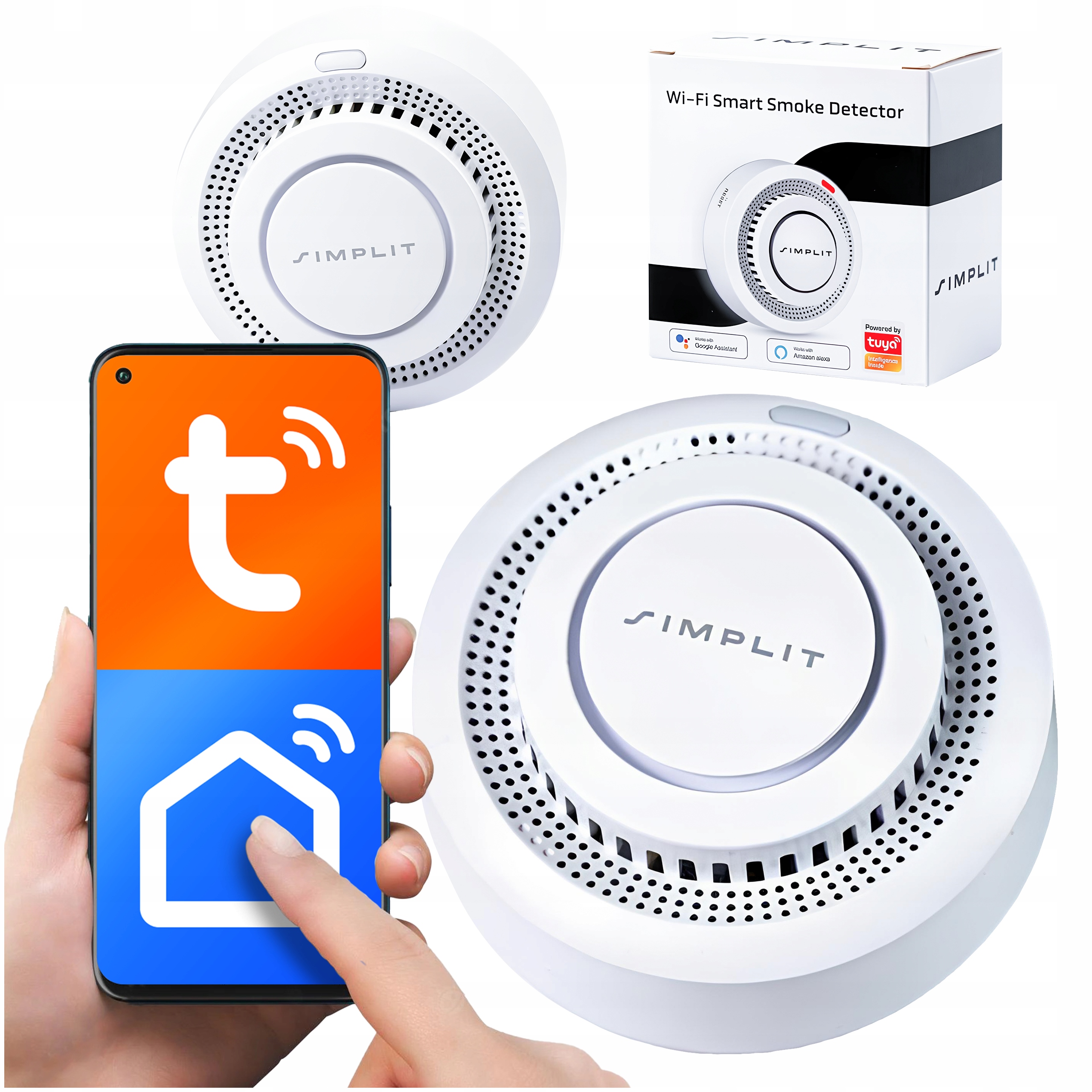 POŽIARNY DETEKTOR DYMU WIFI ALARM TUYA SIMPLIT DETEKTOR